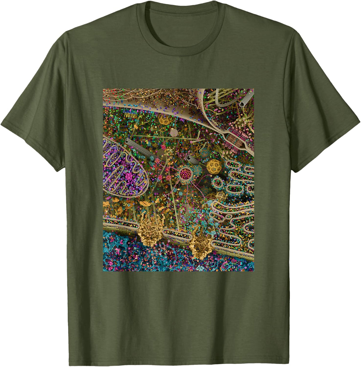 Cell Biologist Biology Cell Structure Diagram Science Nerd T-Shirt - Olive Green
