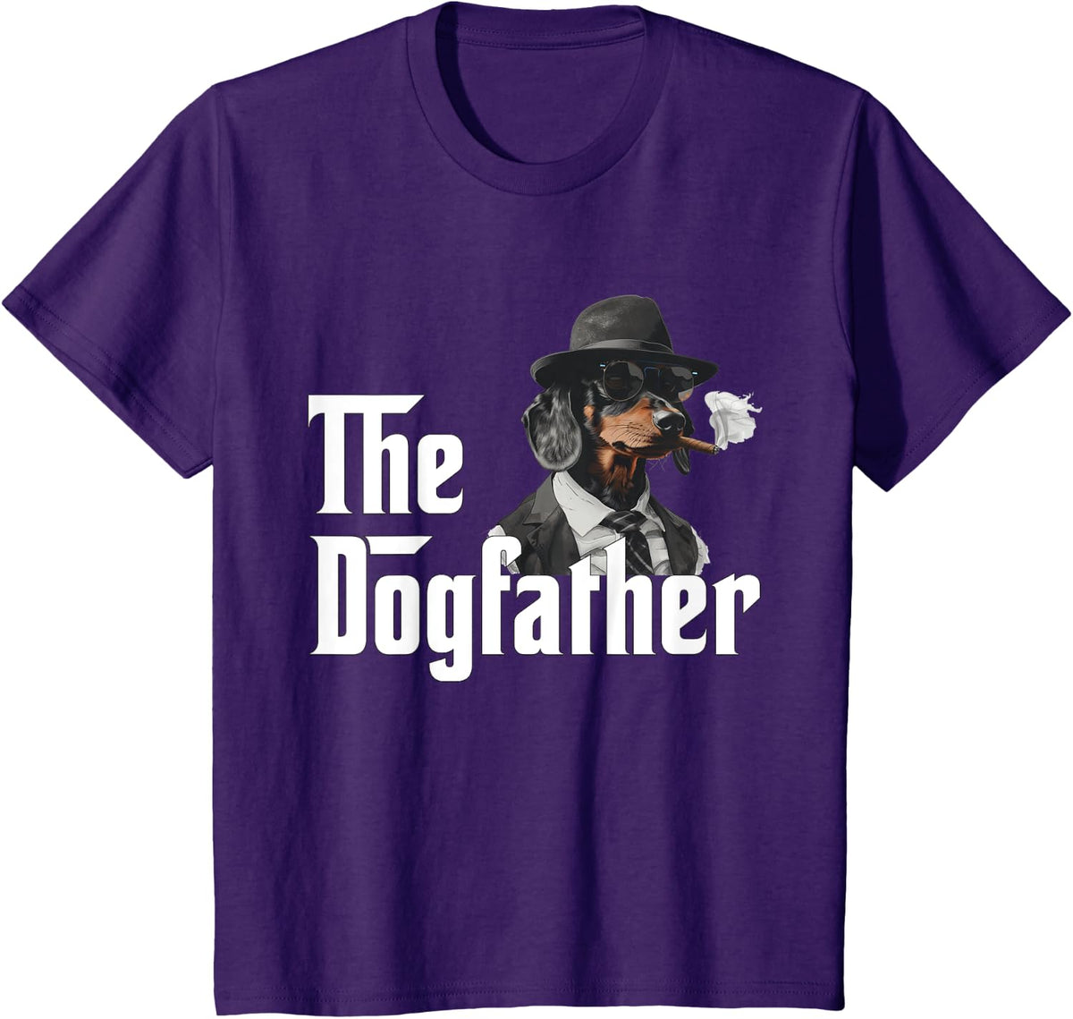 Funny Dachshund Dog Dad Design - The Dogfather T-Shirt - Purple