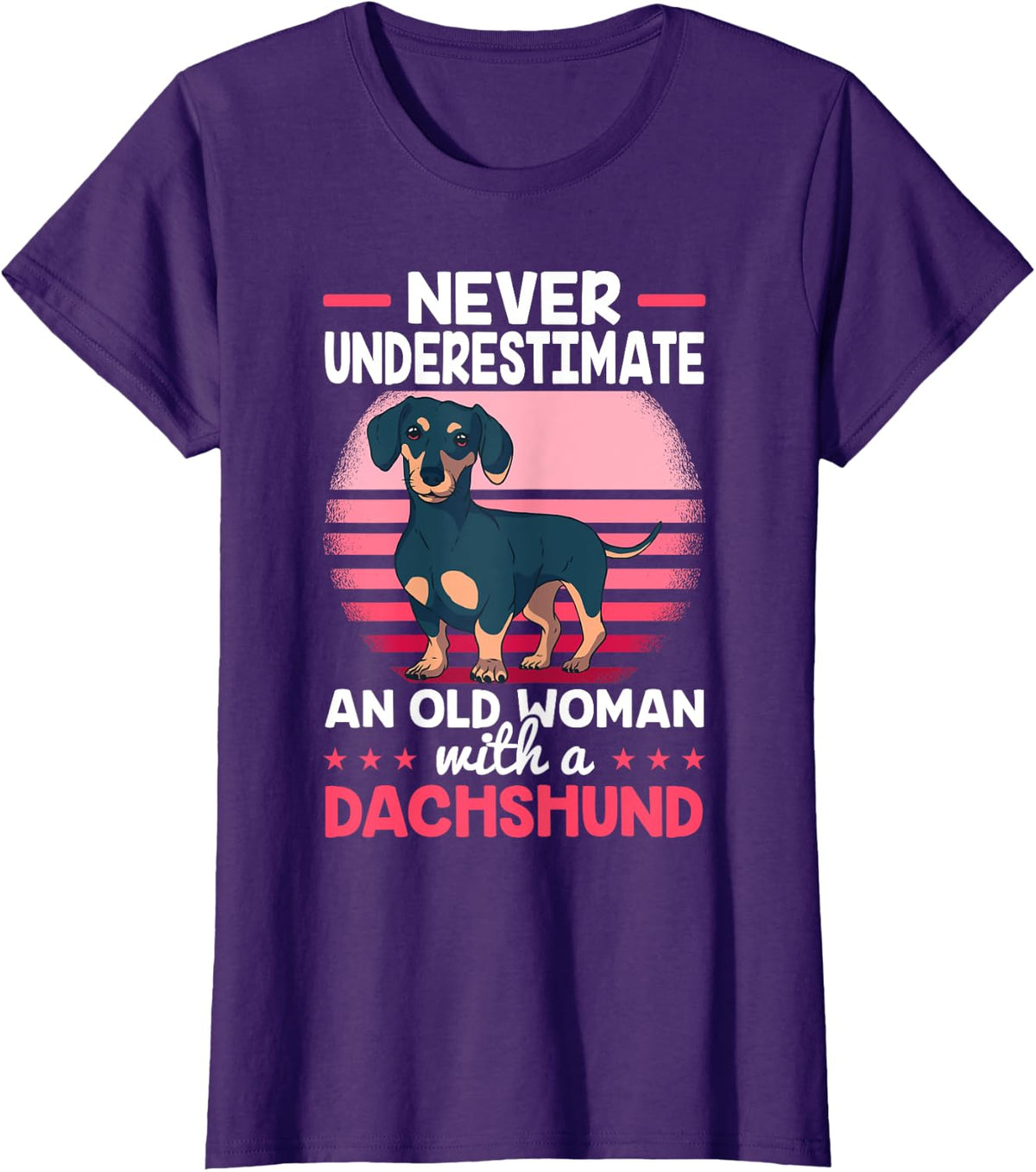 Womens Weiner Dog Miniature Dachshund Puppies Sausage Dog Doxie T-Shirt - Purple