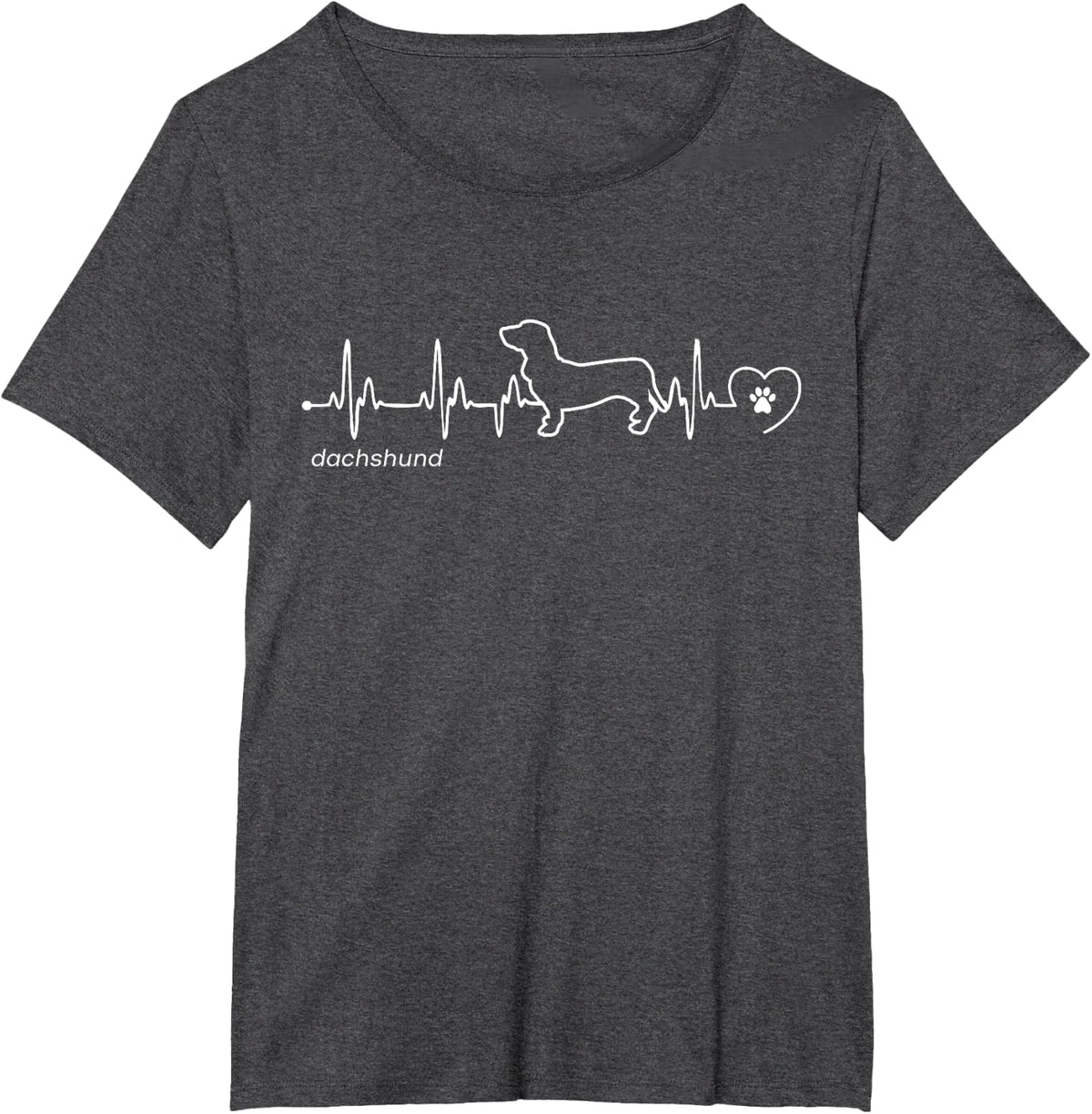 Dachshund Heartbeat - Dachshund T-Shirt - Dark Heather Grey