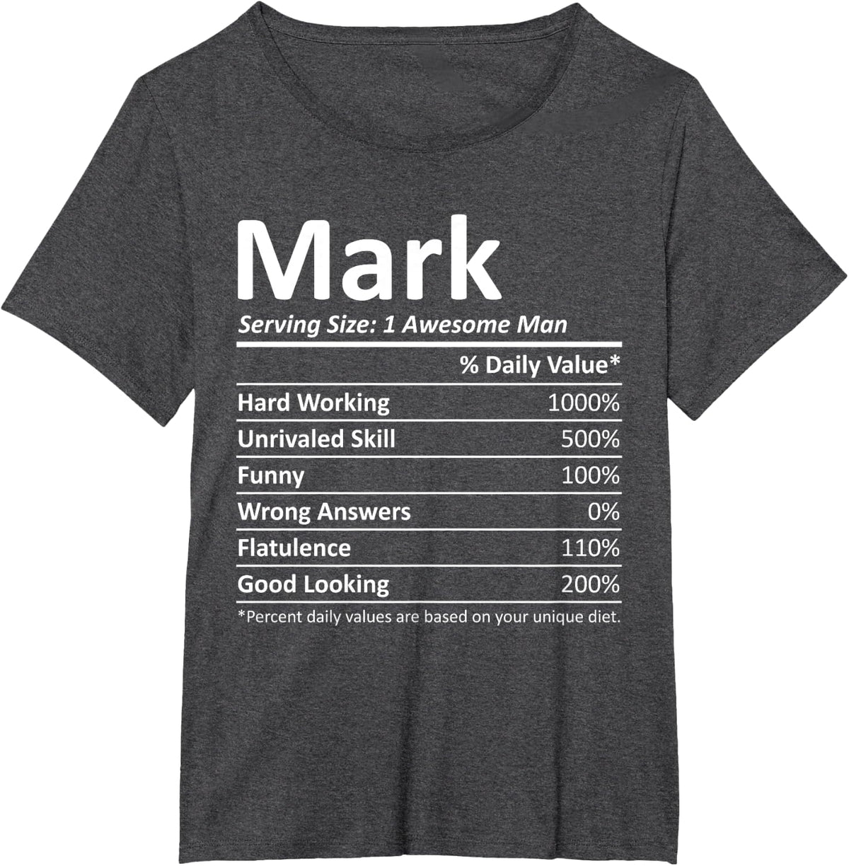 MARK Nutrition Funny Birthday Personalized Name Gift Idea T-Shirt - Dark Heather Grey