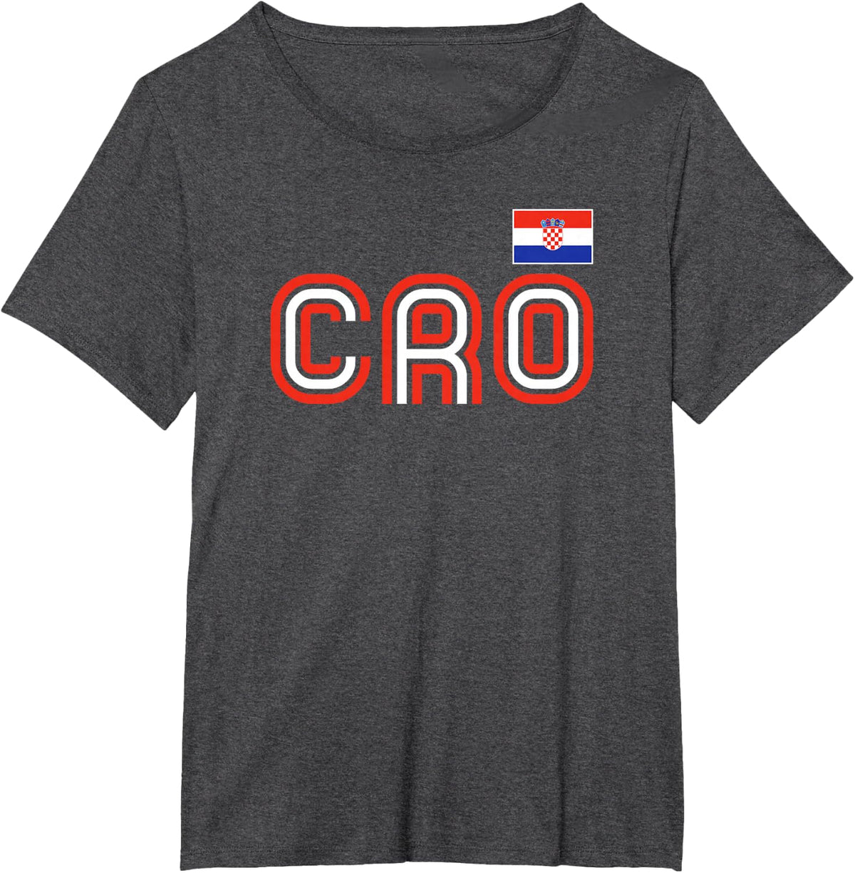 Croatia Flag Retro International Country Croatian Pride T-Shirt - Dark Heather Grey