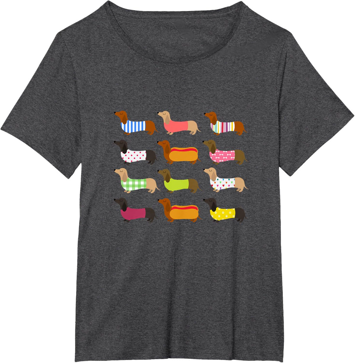 Dachshund Colorful Weenie Wiener Doxie Sausage Dog Puppy T-Shirt for Men Women Kids - Dark Heather Grey