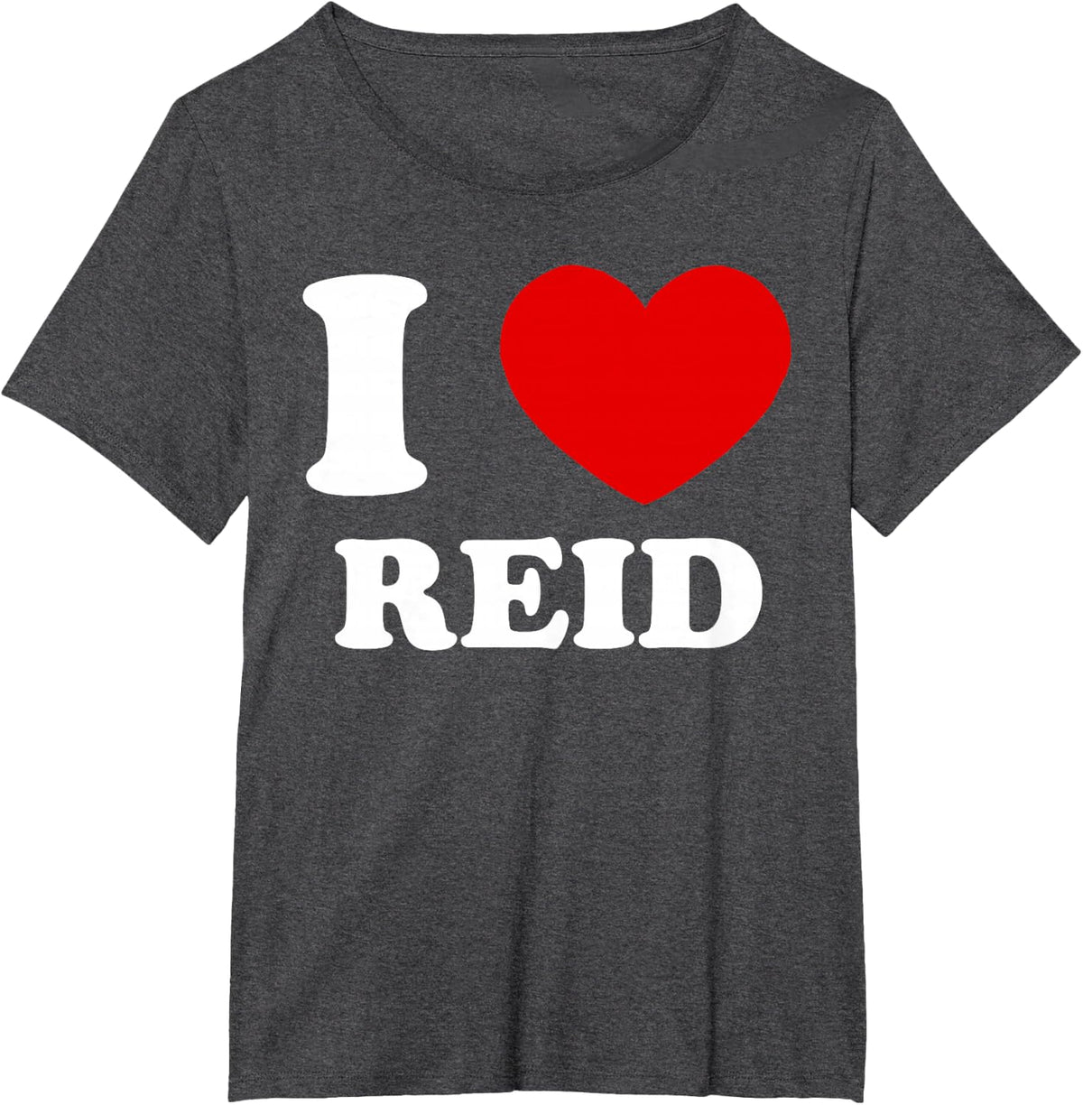 I Love Reid by Foxio Unisex-Adults Black Modern Lightweight Letter Print T-Shirt Small - Dark Heather Grey