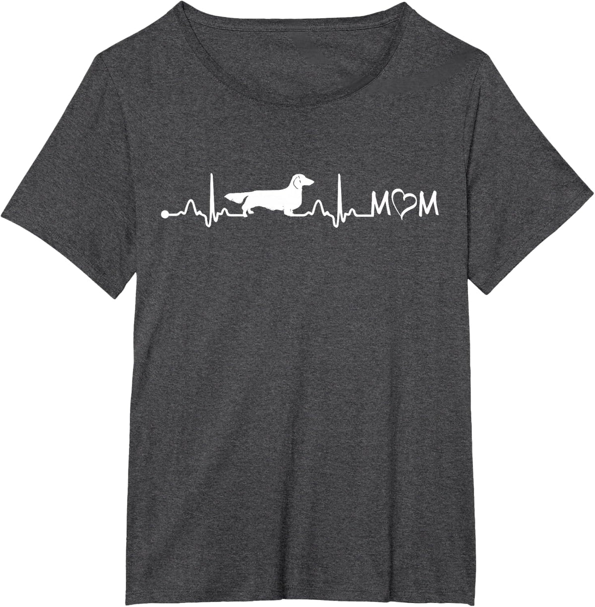 Long-haired Dachshund Heartbeat Dog Mum Gift T-Shirt - Dark Heather Grey