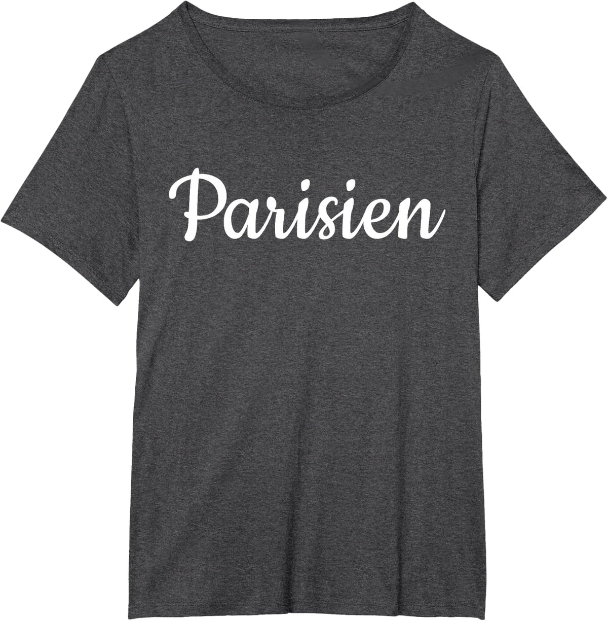 Parisien T shirt | Tshirt / Script Word Only On Tee White T-Shirt - Dark Heather Grey