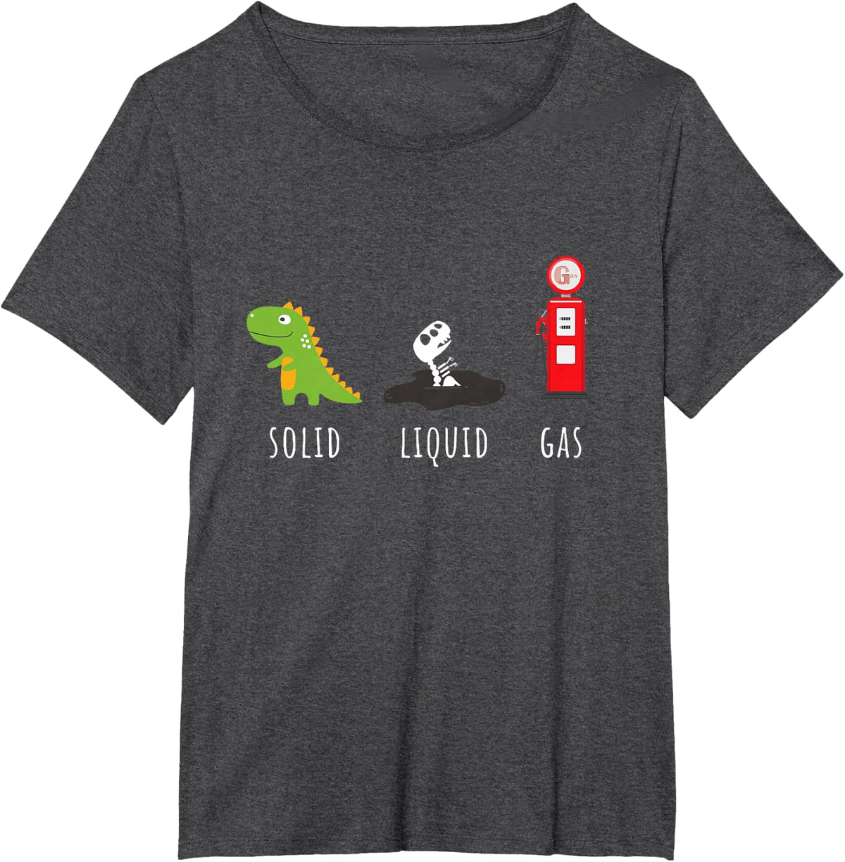 Chemistry Fossil Fuels T-rex Solid LPG Dinosaur T-Shirt - Dark Heather Grey