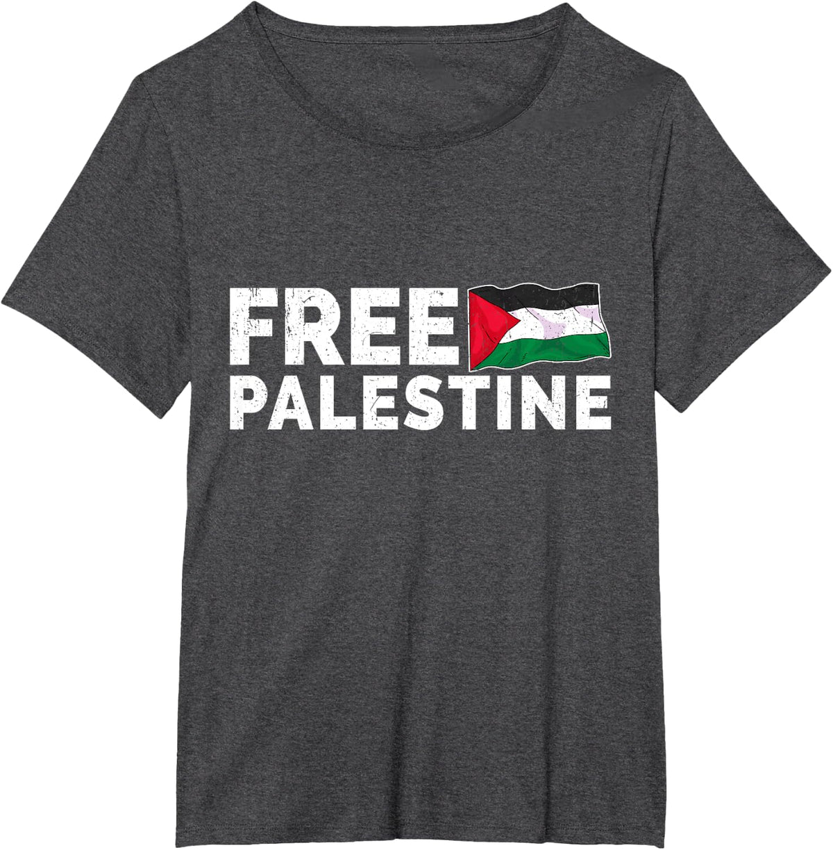 Free Palestine Gaza Flag Arabic - Freedom for Palestinians T-Shirt - Dark Heather Grey