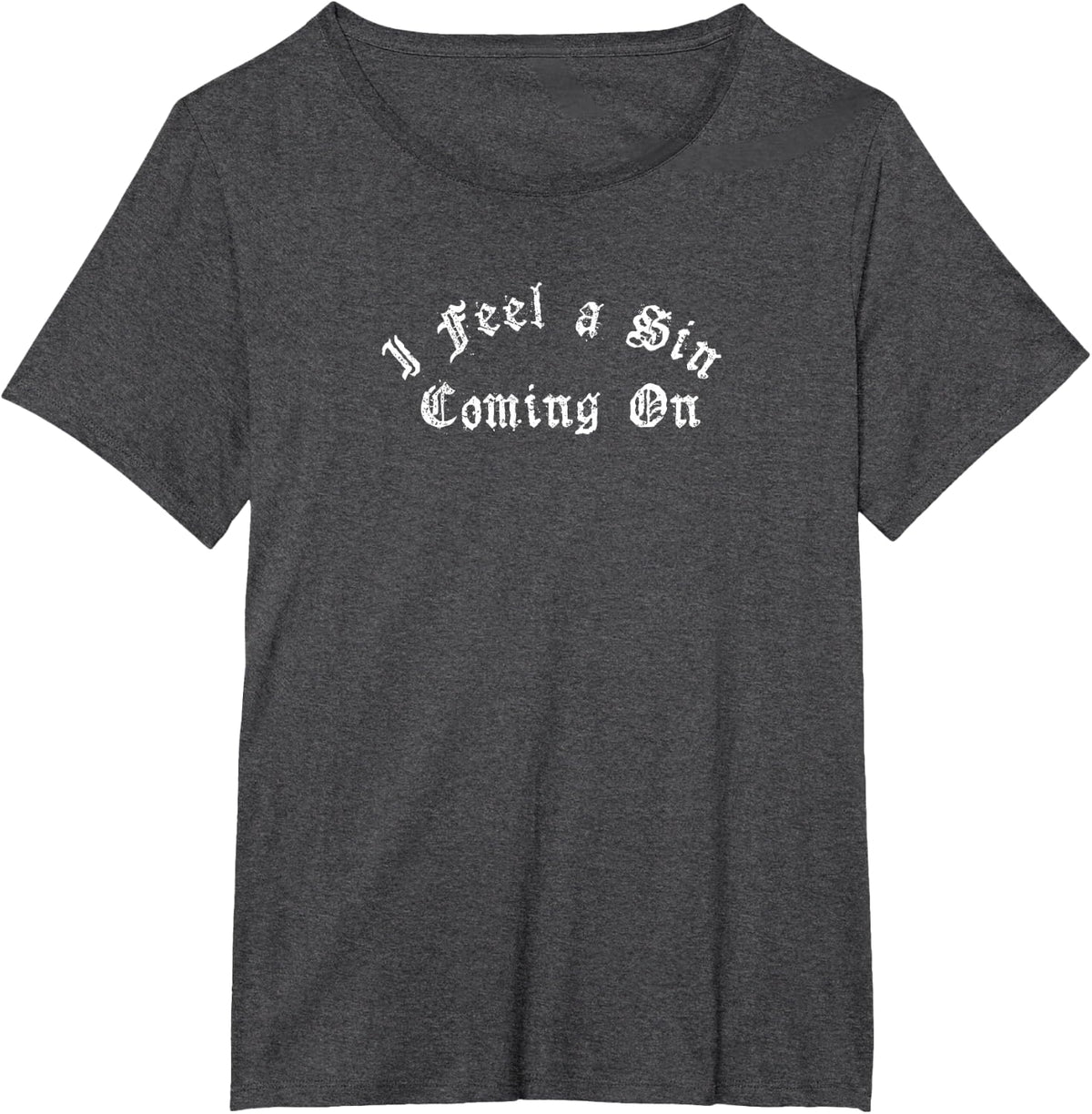 Vintage I Feel A Sin Coming On Goth Vaporwave Aesthetic T-Shirt - Dark Heather Grey