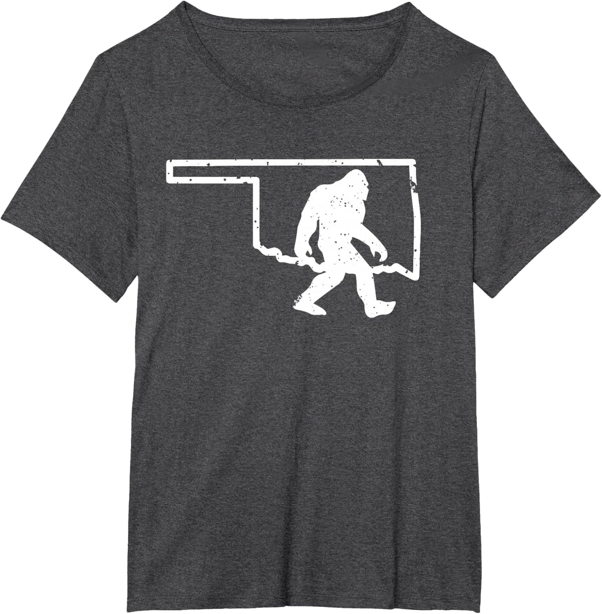 Oklahoma Bigfoot Hunter Sasquatch Yeti State Pride Funny Tee T-Shirt For Men Women - Dark Heather Grey