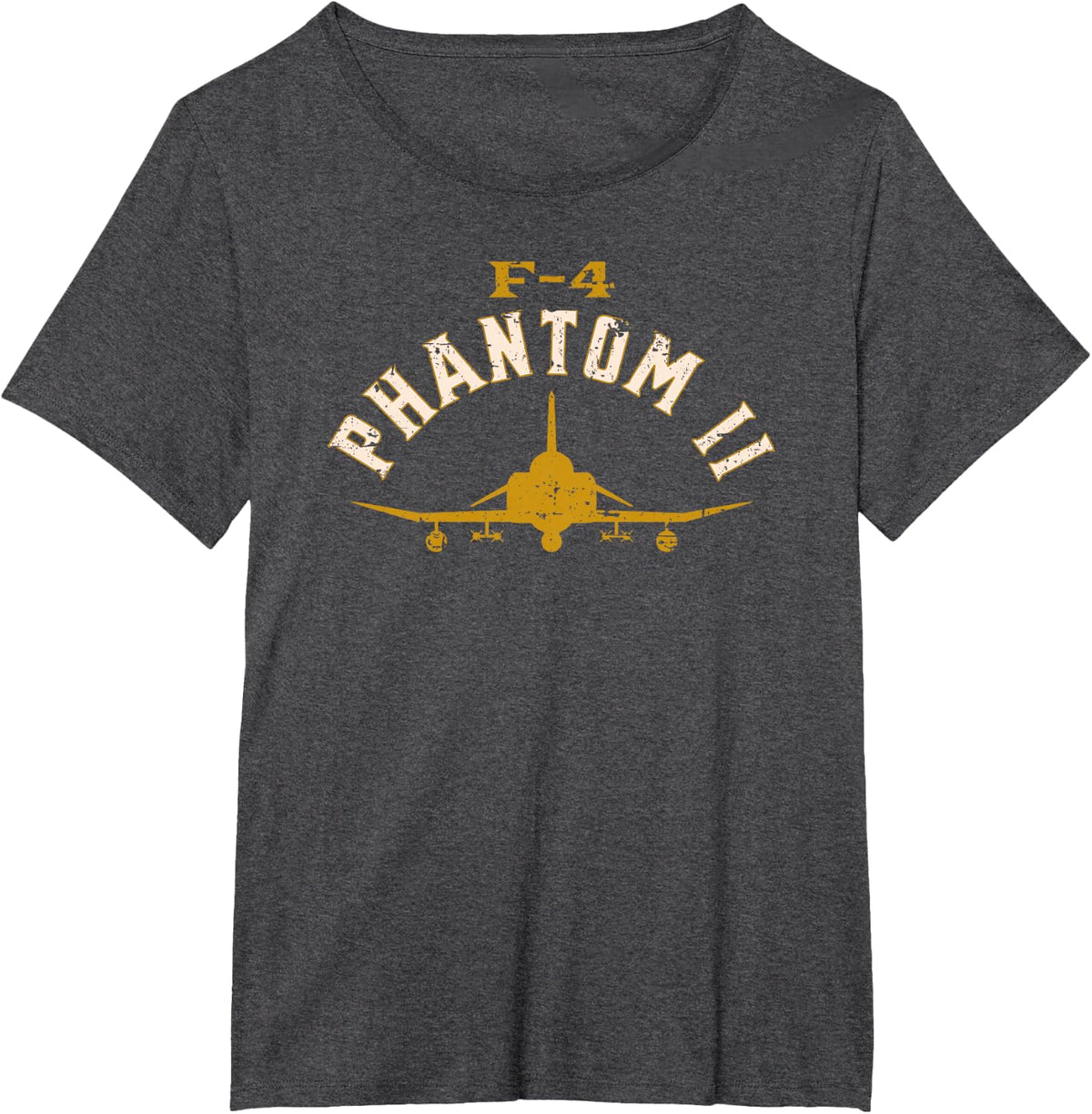 F-4 Phantom II Naval Fighter Jet Aircraft Distressed Design T-Shirt - Dark Heather Grey
