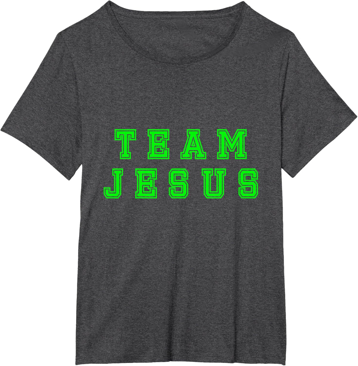Lime Green Text Team Jesus Christian Athletic Sports Faith T-Shirt - Dark Heather Grey