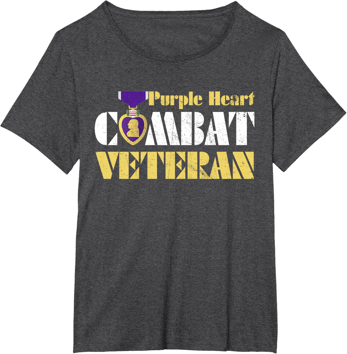 Purple Heart Combat Veteran Purple Heart Day US Military T-Shirt - Dark Heather Grey