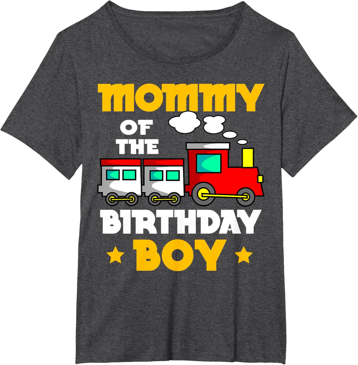 Mommy Of The Birthday Boy Train Railway Bday Celebration T-Shirt - Dark Heather Grey