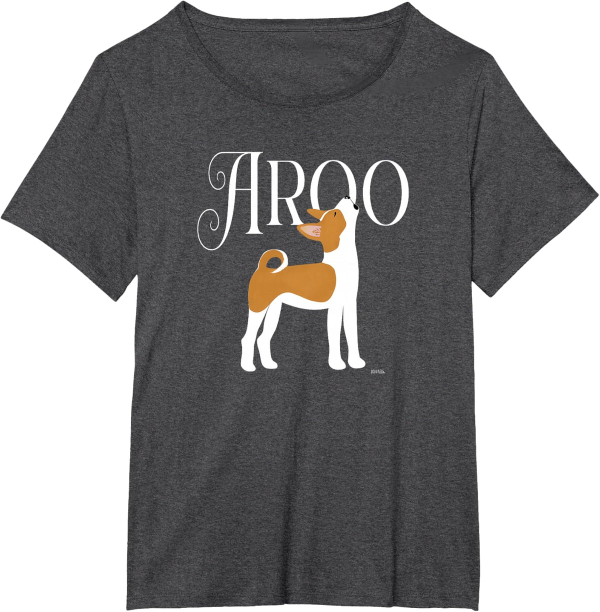 Howling Basenji Puppy AROO A Sound of Singing Happy Pack Dog T-Shirt - Dark Heather Grey