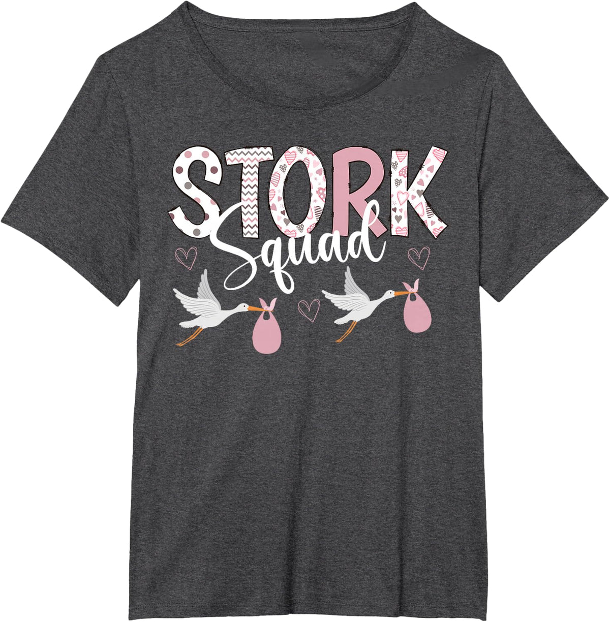 Valentines Stork Squad L&D Mother Baby Unit NICU Nurse Squad T-Shirt - Dark Heather Grey