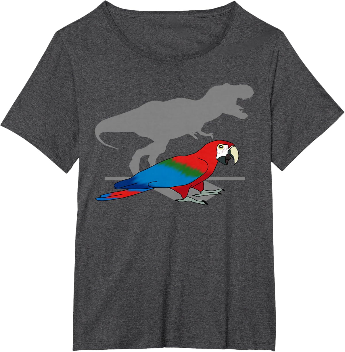T-rex Green Winged Macaw Birb memes Funny Parrot owner T-Shirt - Dark Heather Grey