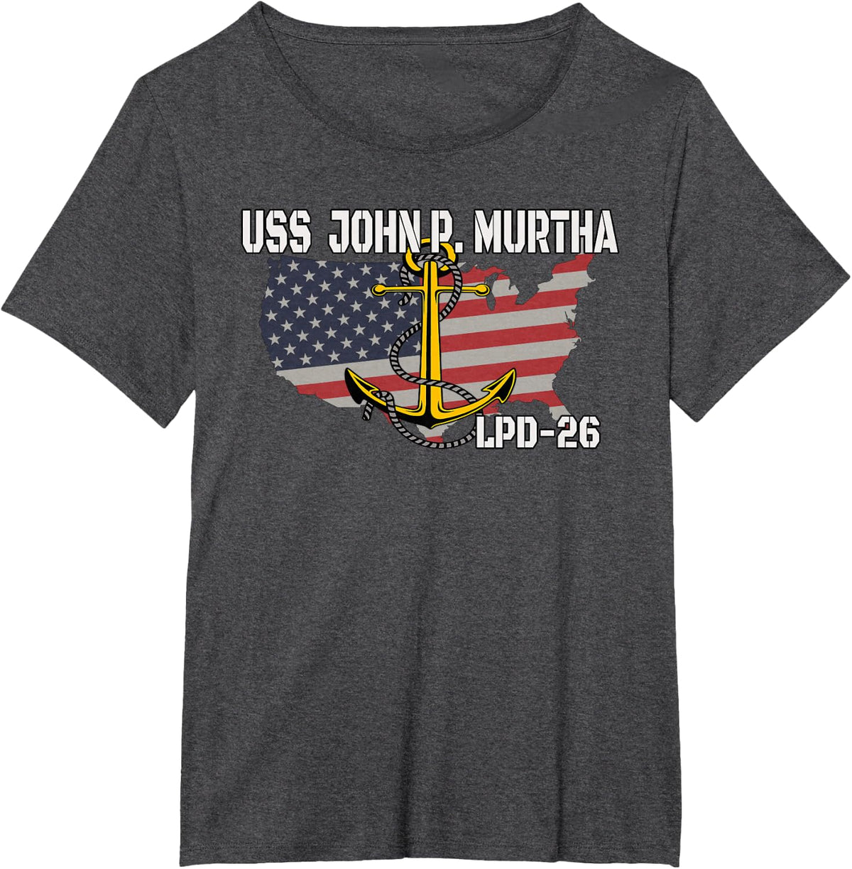 USS John P. Murtha LPD-26 Landing Platform Dock Veterans Day T-Shirt - Dark Heather Grey