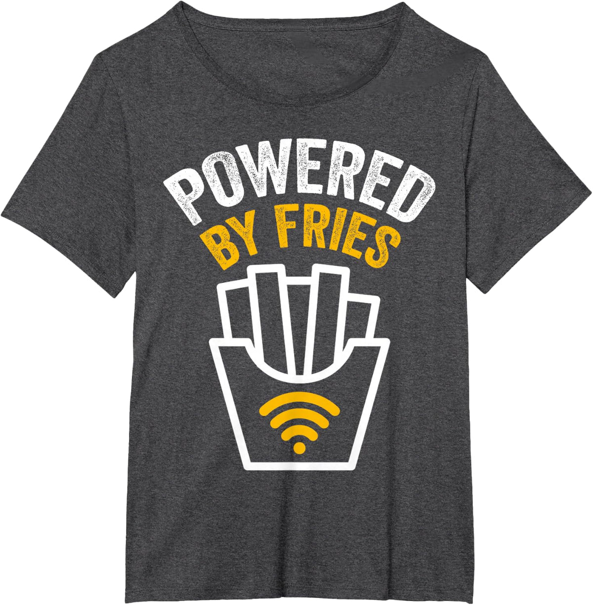 Powered by Fries Shirt - Powered By French Fries T-Shirt - Dark Heather Grey