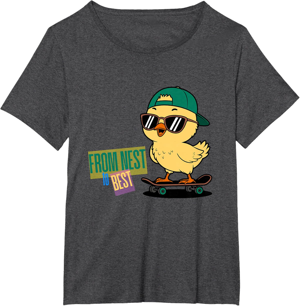 Cool Easter Dude Funny Baby Cute Chicken Sunglasses T-Shirt - Dark Heather Grey