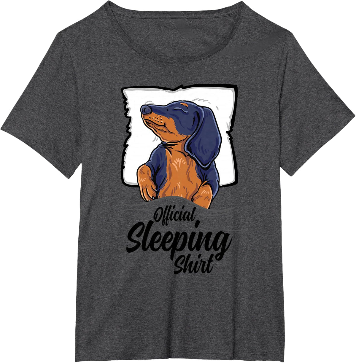 official sleeping Shirt cute dachshund dog sleep nightgown T-Shirt - Dark Heather Grey