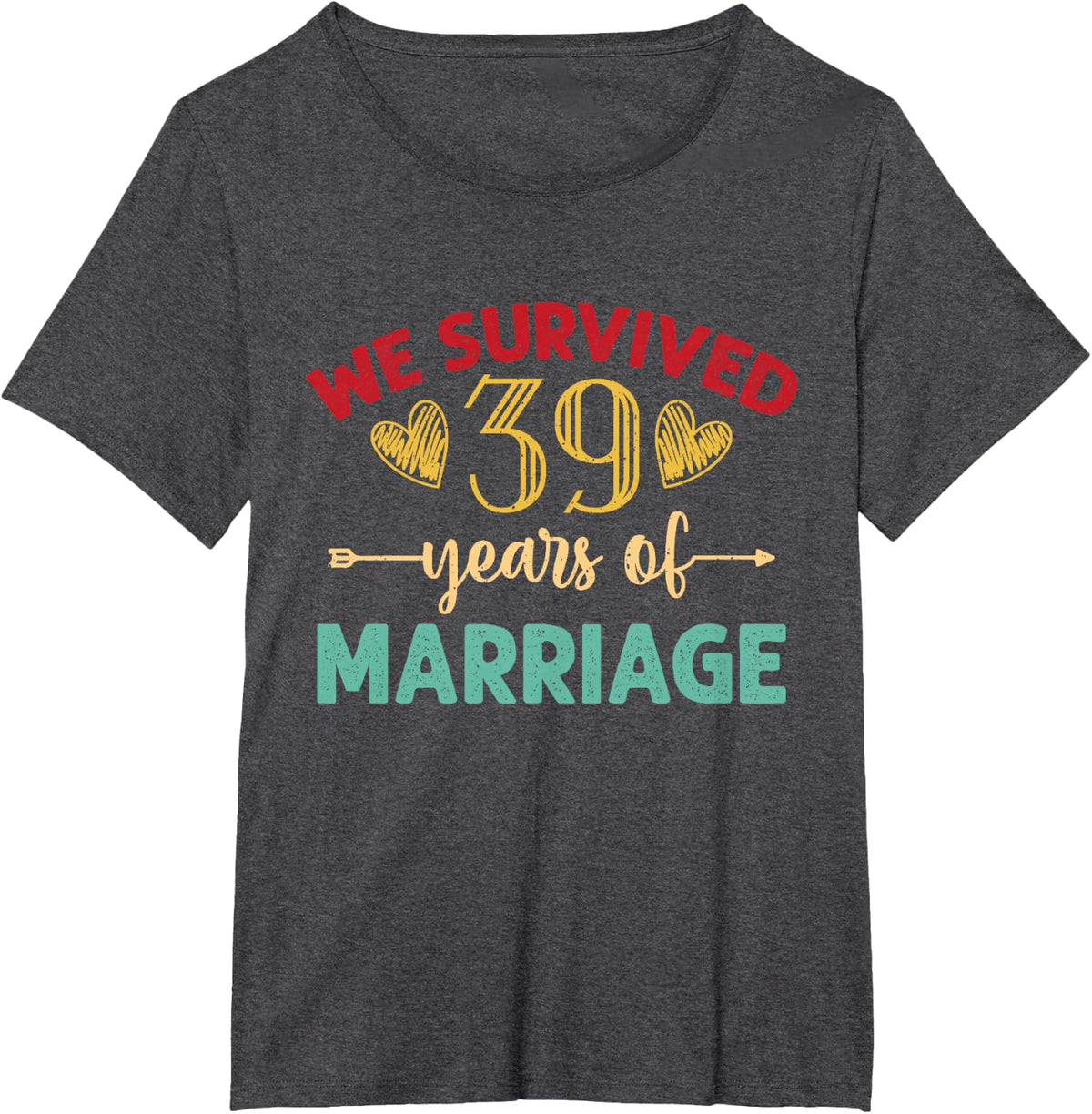 We Survived 39 Years of Marriage Couple 39th Anniversary T-Shirt - Dark Heather Grey
