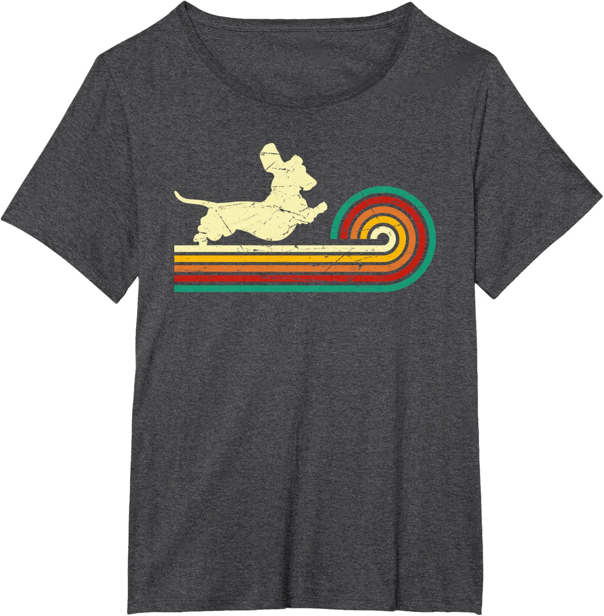 Dachshund dachshund dog silhouette retro gift T-Shirt - Dark Heather Grey