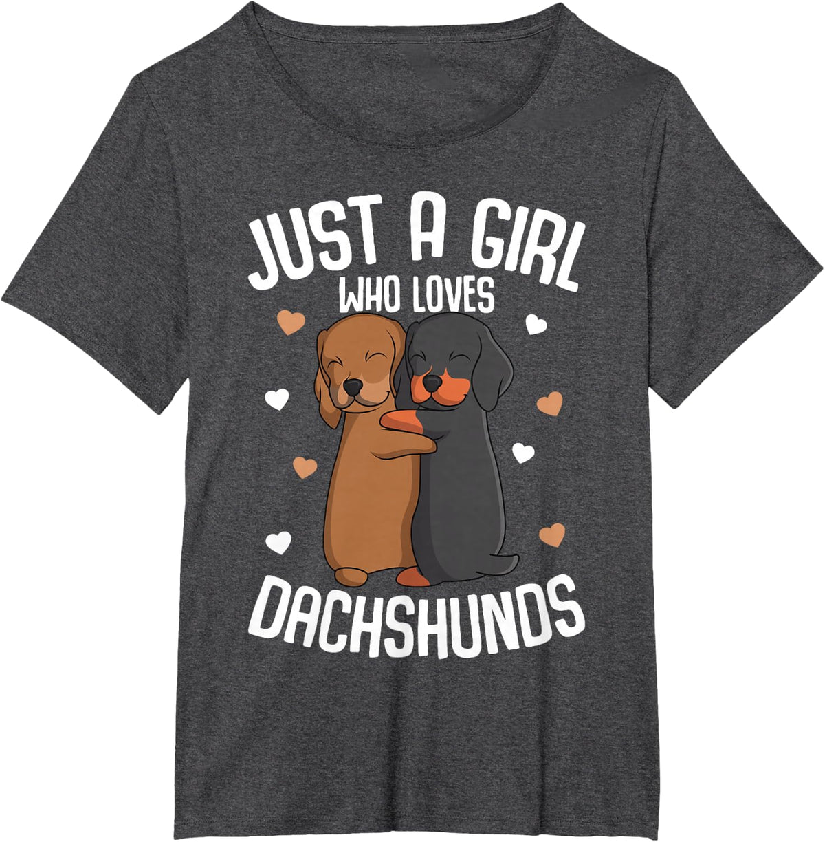 Just a Girl Who Loves Dachshunds Tee Weiner Dog Lover T-Shirt for Women Girls - Dark Heather Grey