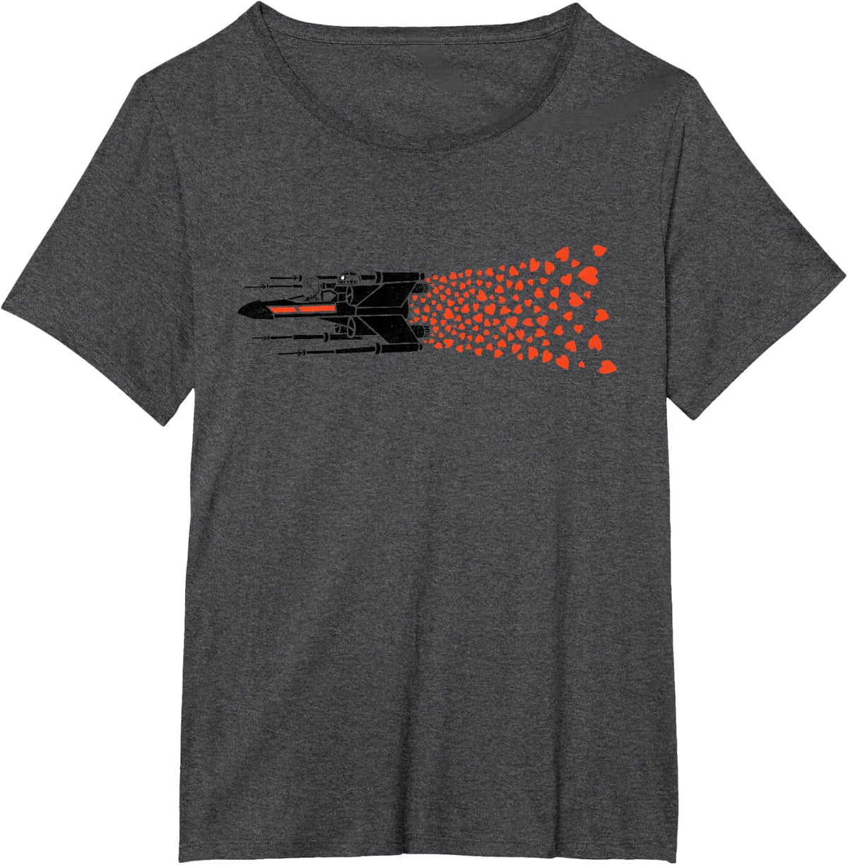 Star War Valentine's Day Luke R2-D2 X-Wing Hearts T-Shirt - Dark Heather Grey