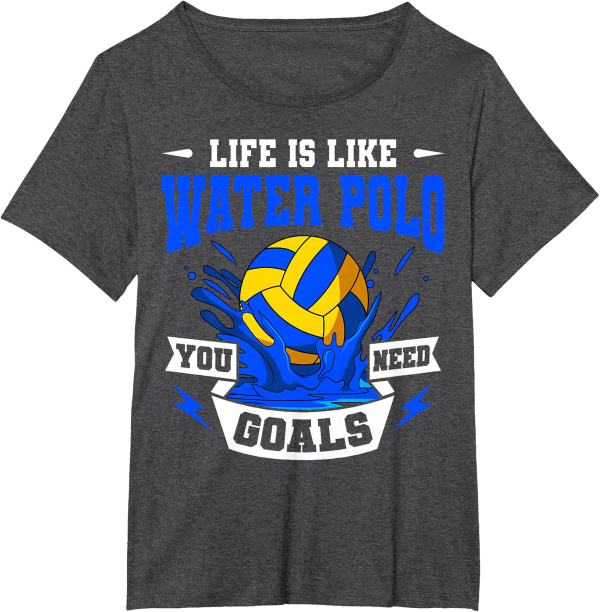 Water Polo Player Swimmer Team Sport Goalie Game Athlete T-Shirt - Dark Heather Grey