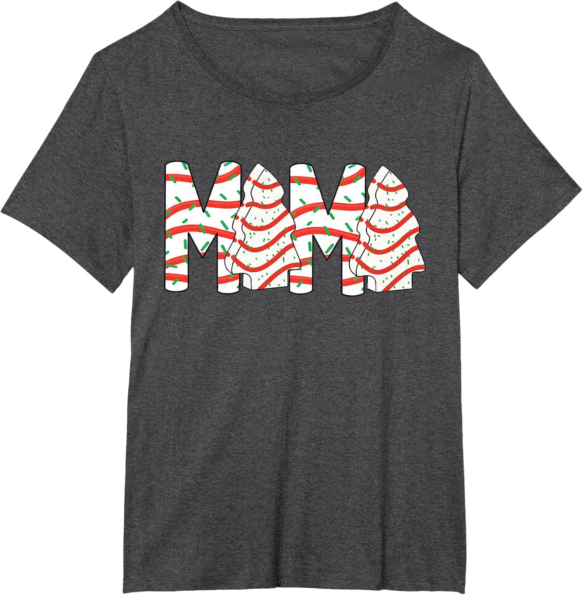 Mama Christmas Tree Cake Winter Holiday Xmas Women Costume T-Shirt - Dark Heather Grey