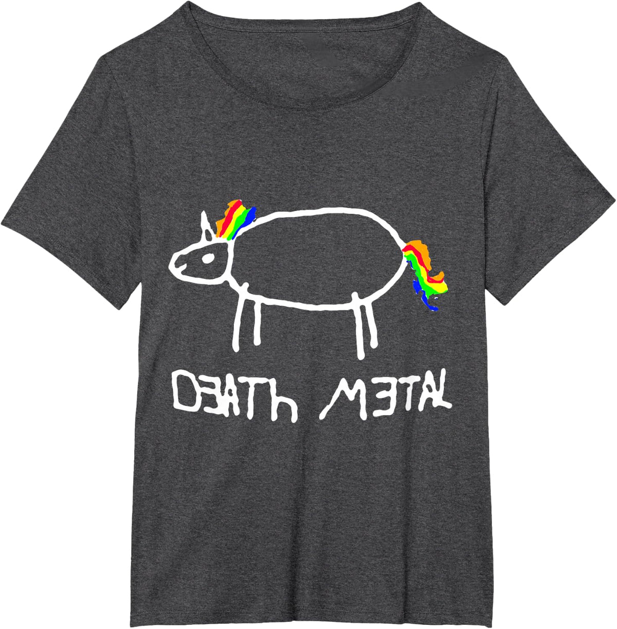 Unicorn Death Metal/Heavy Metal Black Metal Fun Design T-Shirt - Dark Heather Grey