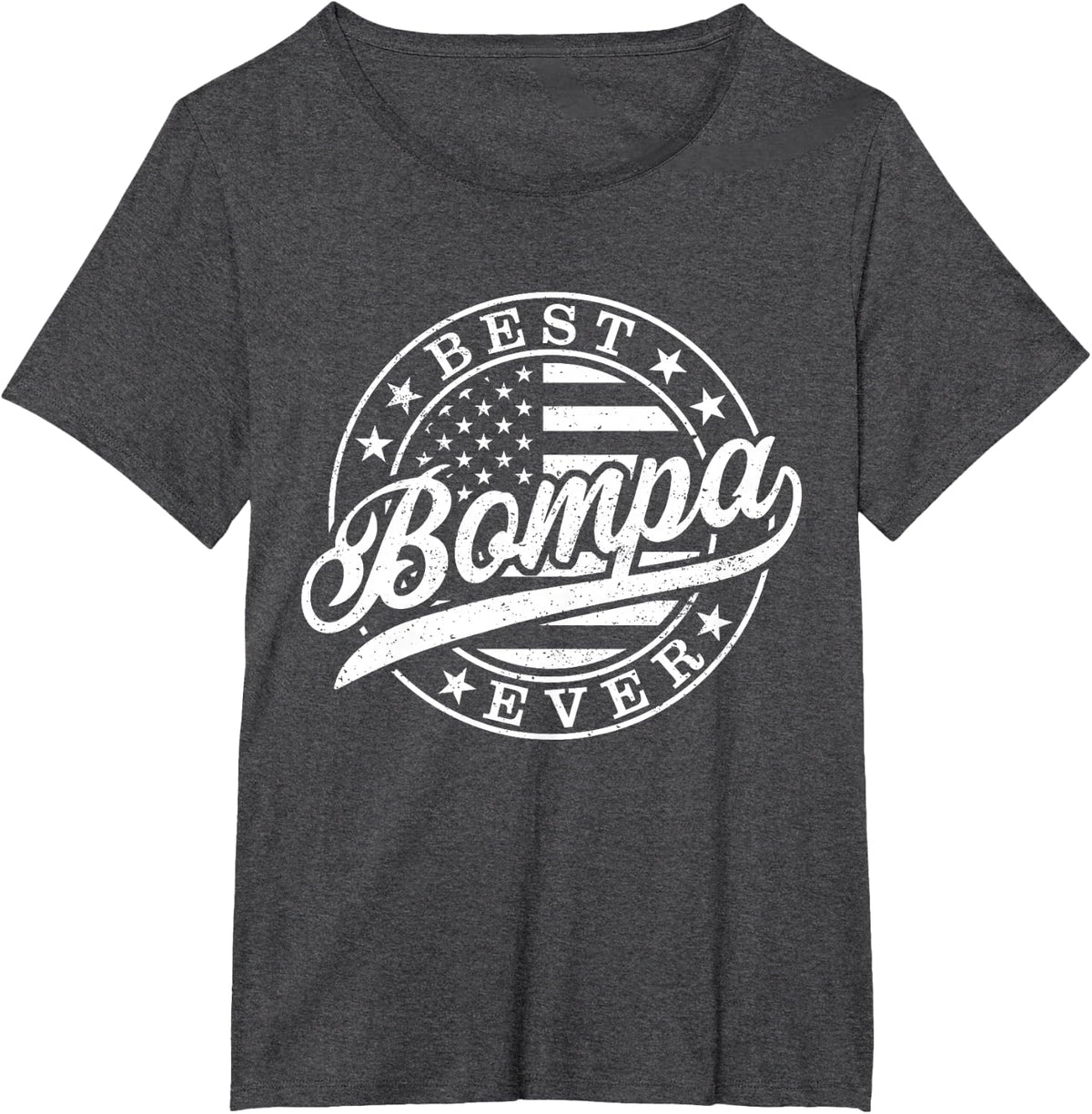 Best Bompa Ever American US Flag Funny Grandpa Father's Day T-Shirt - Dark Heather Grey