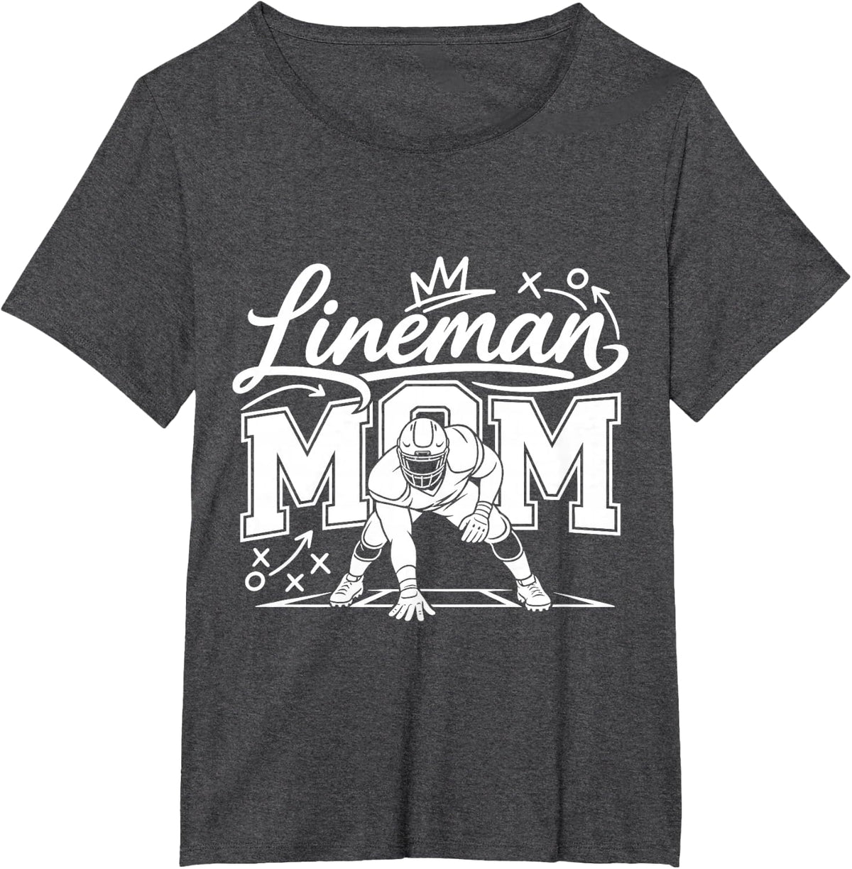 Football Line Mom Funny Mom of A Football Lineman Mama T-Shirt - Dark Heather Grey