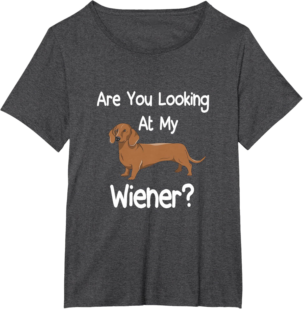 Are You Looking At My Wiener? Funny Dog Wiener Dachshund T-Shirt - Dark Heather Grey