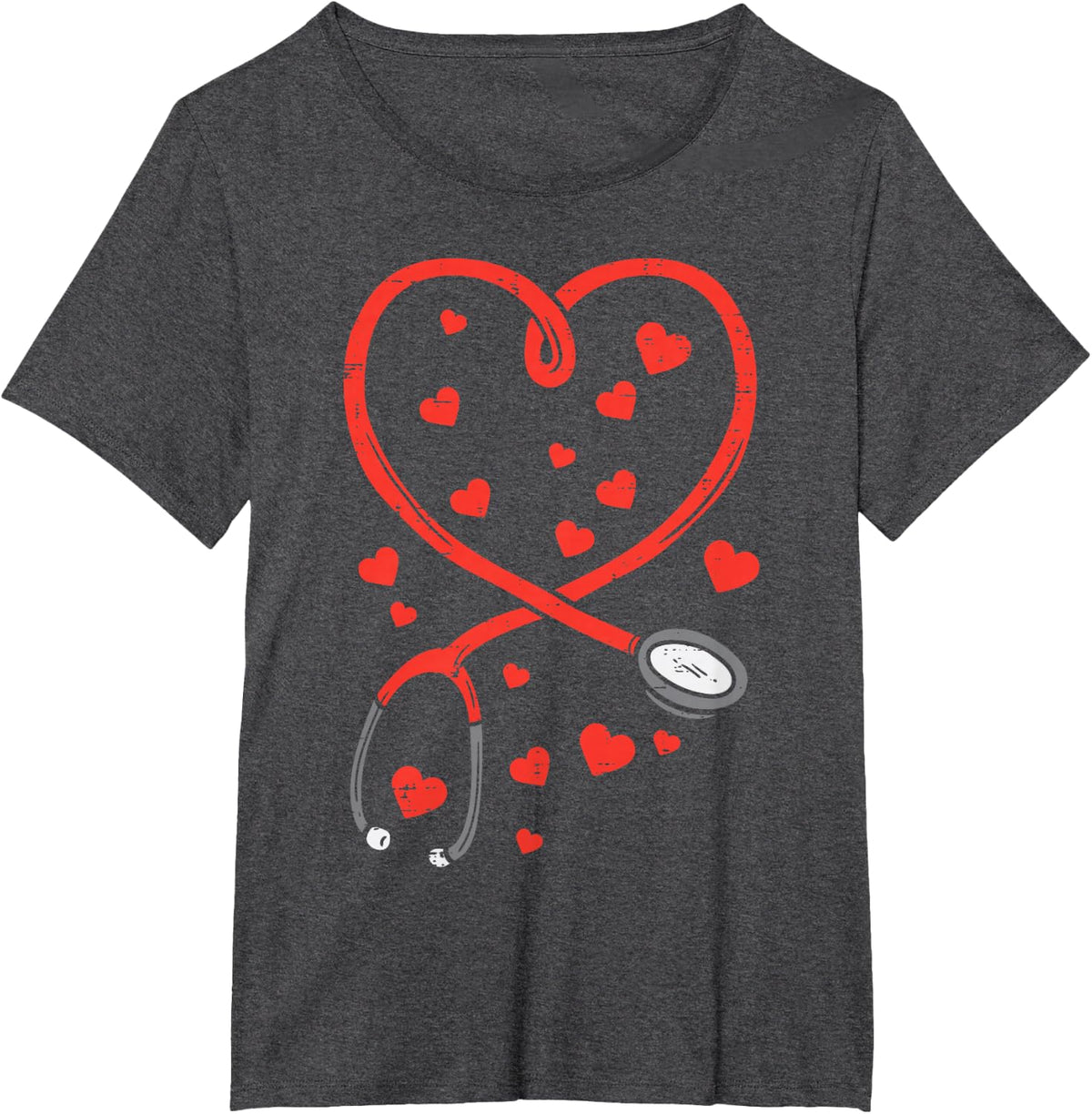Heart Stethoscope Cute Nurse Valentines Day RN ICU ER Women T-Shirt - Dark Heather Grey