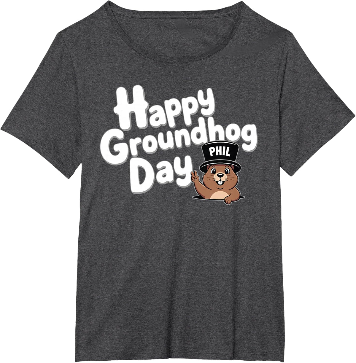 Cute Punxy Phil's Groundhog Day Costume February 2nd Holiday T-Shirt - Dark Heather Grey