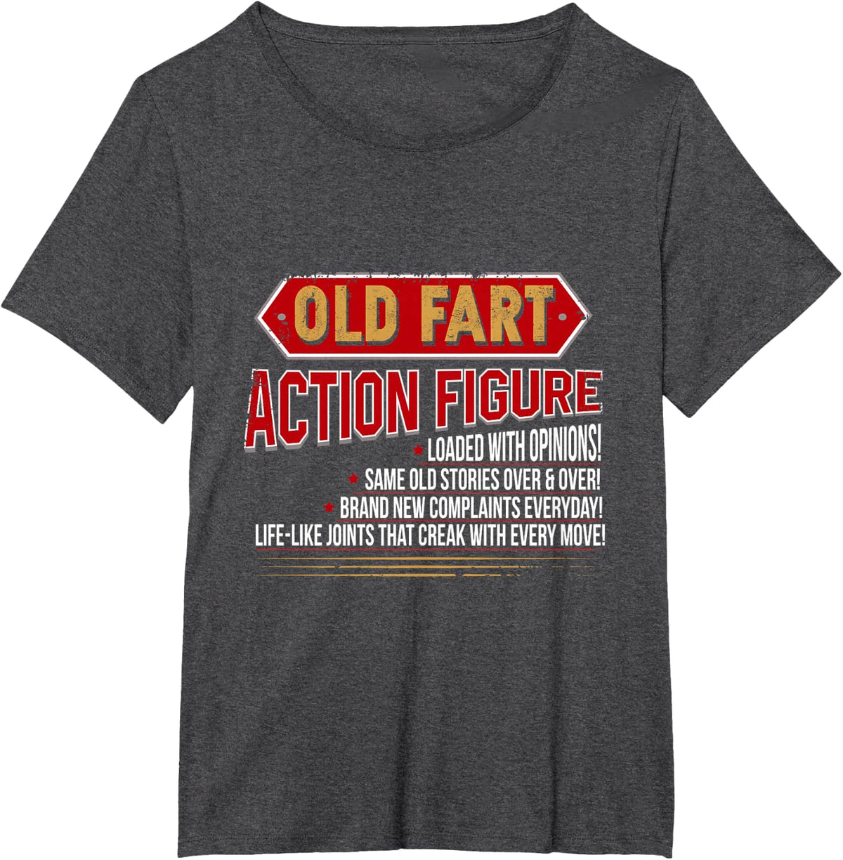 Old Fart Life Size Action Figure Funny Aging Gag Gift Design T-Shirt - Dark Heather Grey
