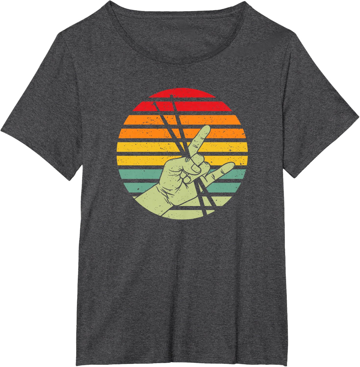 Vintage Drummer Drum Sticks Gift Rock & Roll Hand Horns T-Shirt - Dark Heather Grey