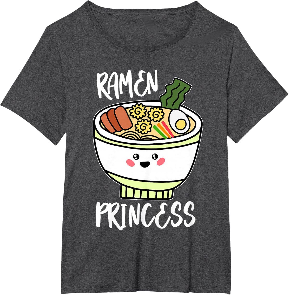 Ramen Princess Cute Kawaii Asian Noodle Tees T Shirts Girls Gift - Dark Heather Grey