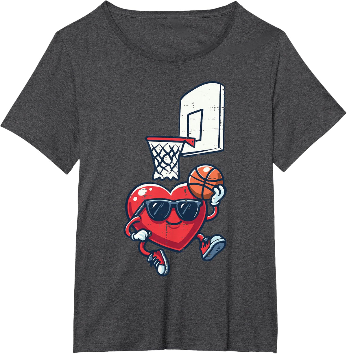 Valentines Day Heart Basketball Cute Toddler Boys Kids Men T-Shirt - Dark Heather Grey