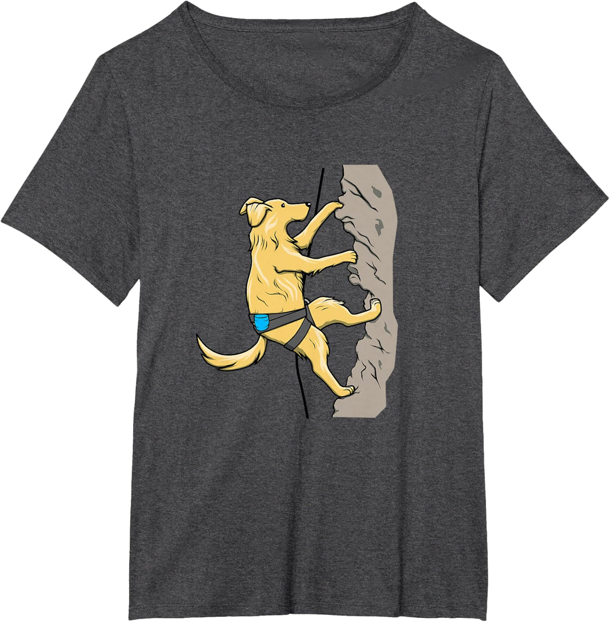 Adventurous Dog Rock Climbing Graphic | Outdoor Boulder T-Shirt - Dark Heather Grey