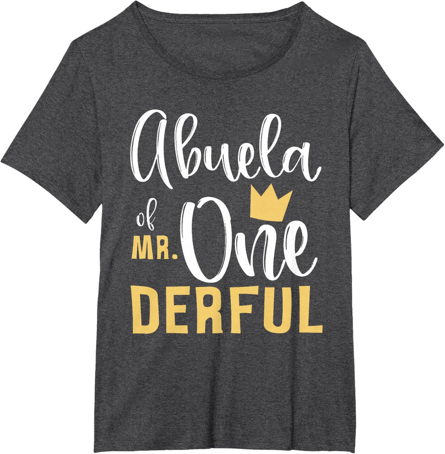 Abuela of Mr Onederful 1st Birthday First One-Derful Party T-Shirt - Dark Heather Grey