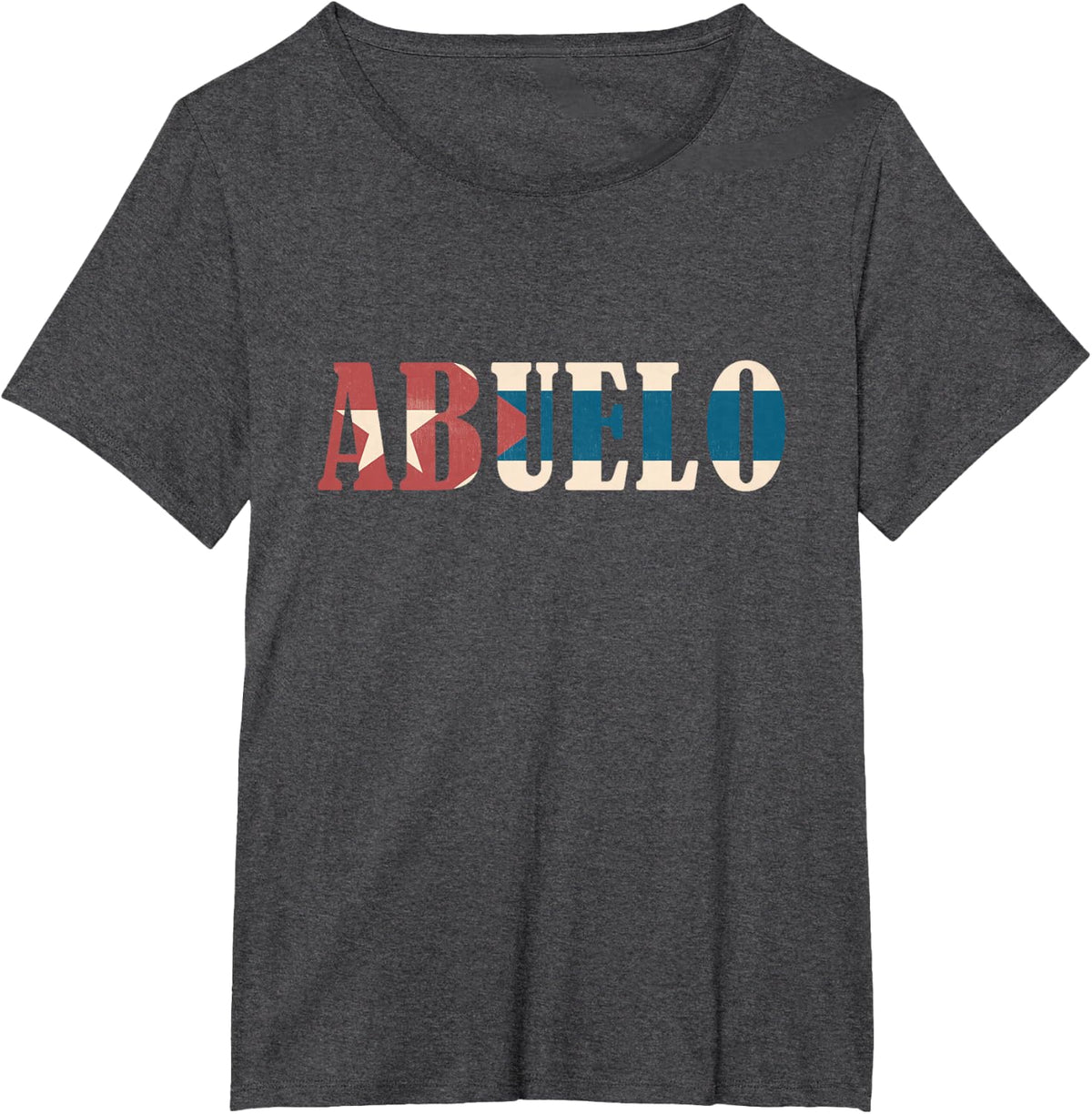 Grandfather Tees Men's Vintage Cuban Flag T-Shirt - Black, Small - Dark Heather Grey