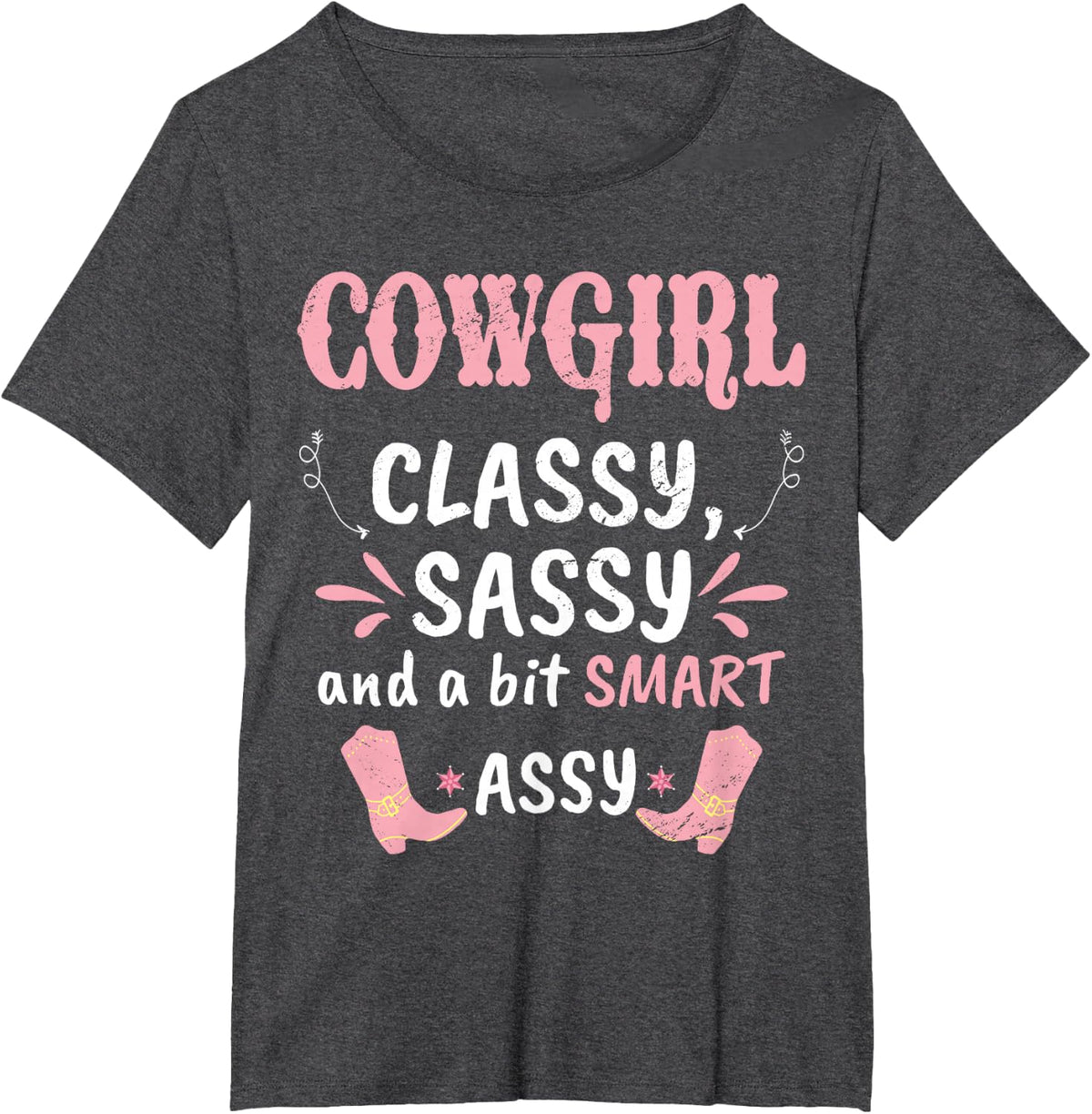 Funny Cowgirl Graphic Women Girls Cowgirl Western Rodeo T-Shirt - Dark Heather Grey