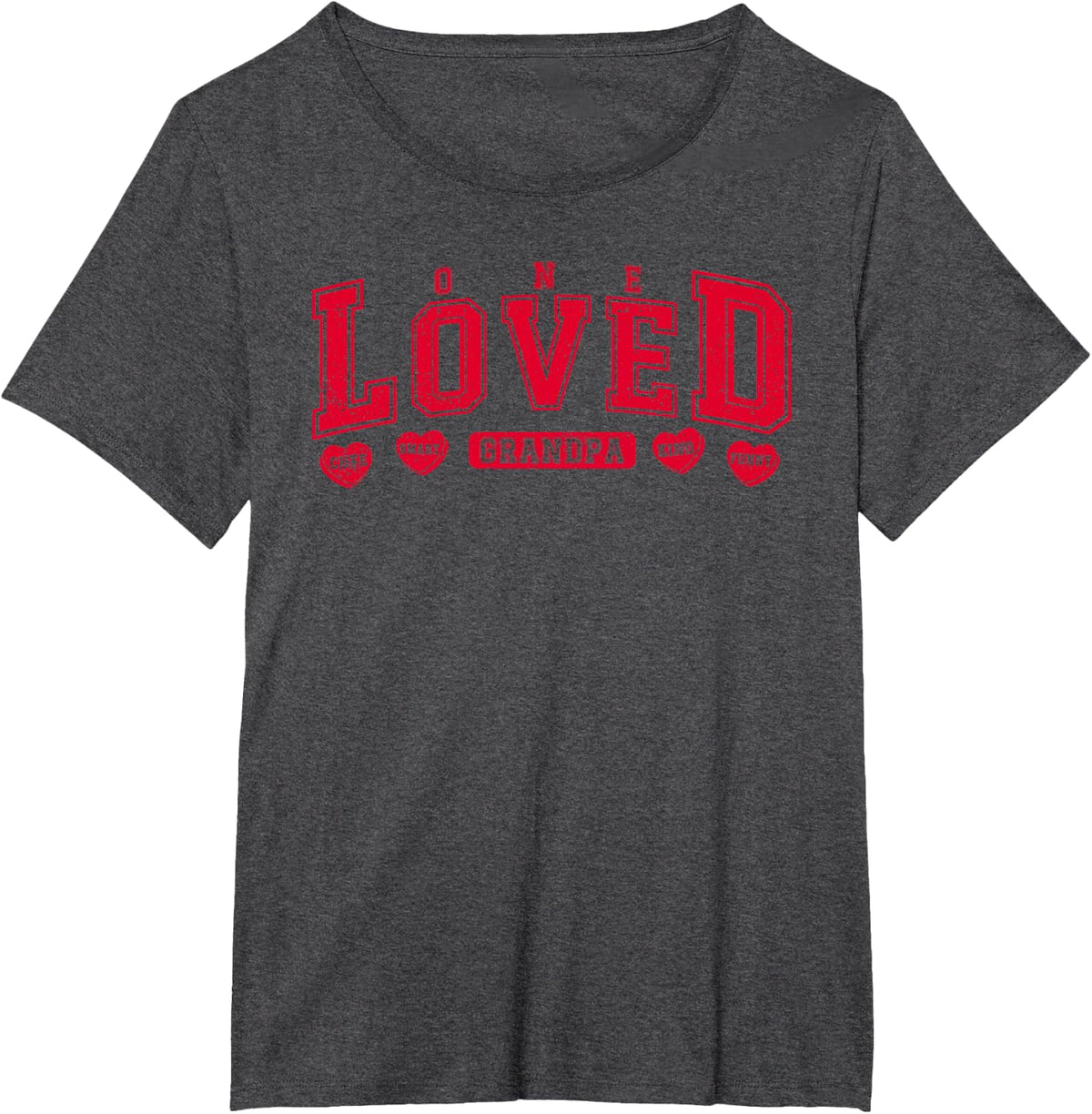 One Loved Grandpa Varsity Valentines Day Heart Grandfather T-Shirt - Dark Heather Grey