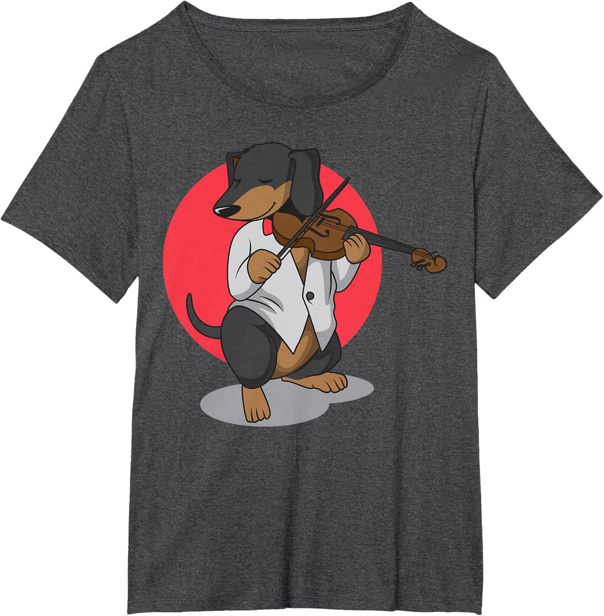 Dachshund Wiener Dog Playing Violin Cute Funny Violinist T-Shirt - Dark Heather Grey