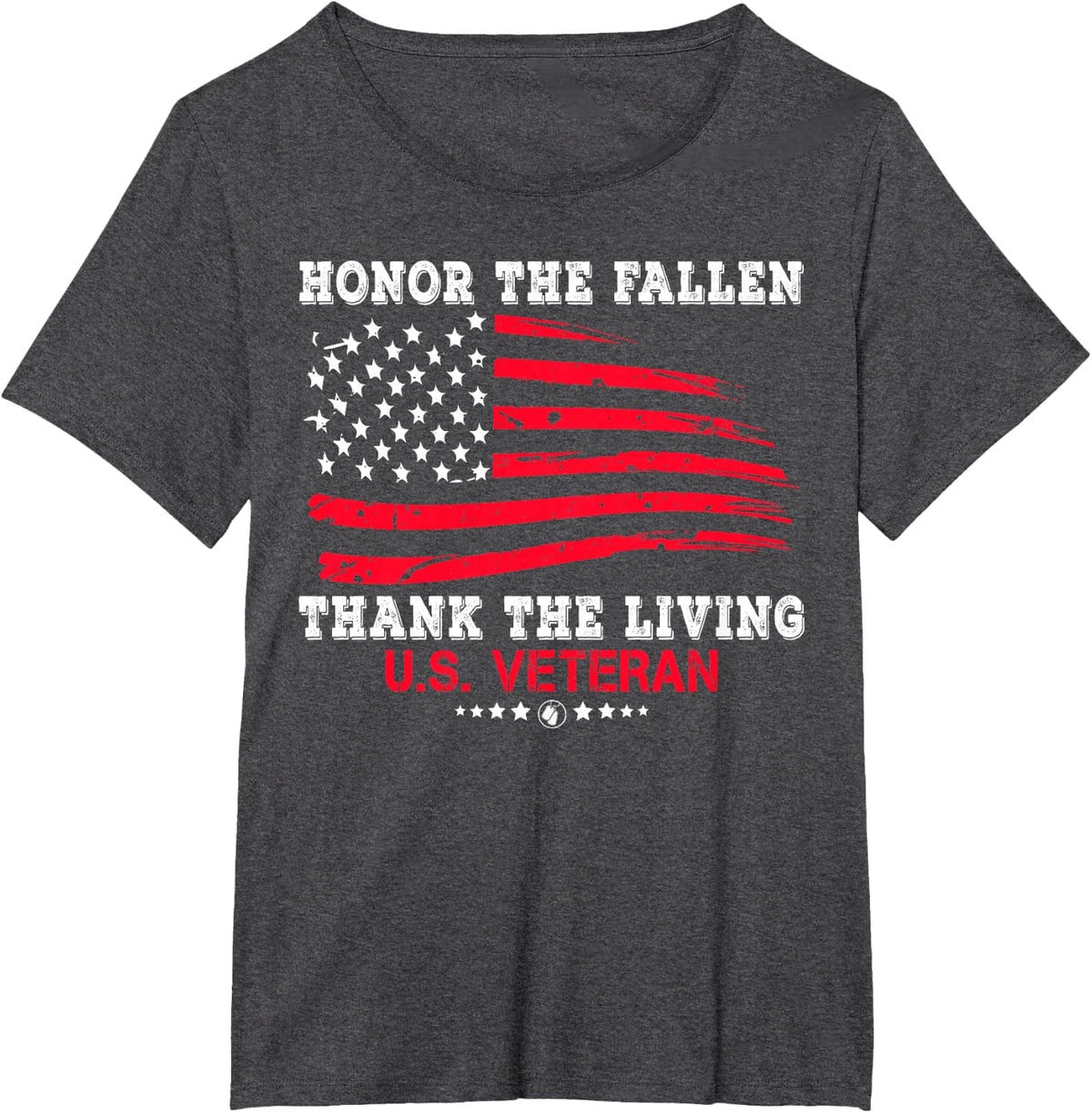 Distressed Memorial Day Honor The Fallen Thank The Living T-Shirt - Dark Heather Grey