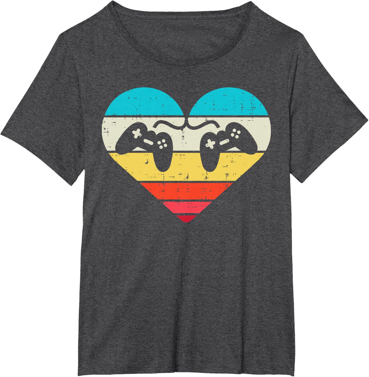Heart Gamer Valentines Day Men Boys Girl Kids Teen Gaming T-Shirt - Dark Heather Grey