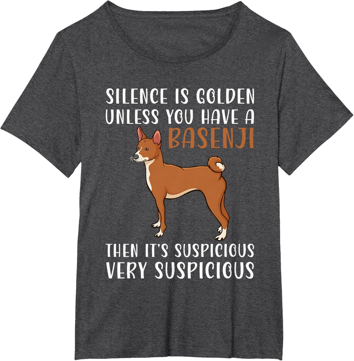 Basenji Gift & Basenji Dog Apparel Basenji T-Shirt - Unisex-Adults, Unisex-Kids - Black - Short Sleeve - V-Neck - Small -